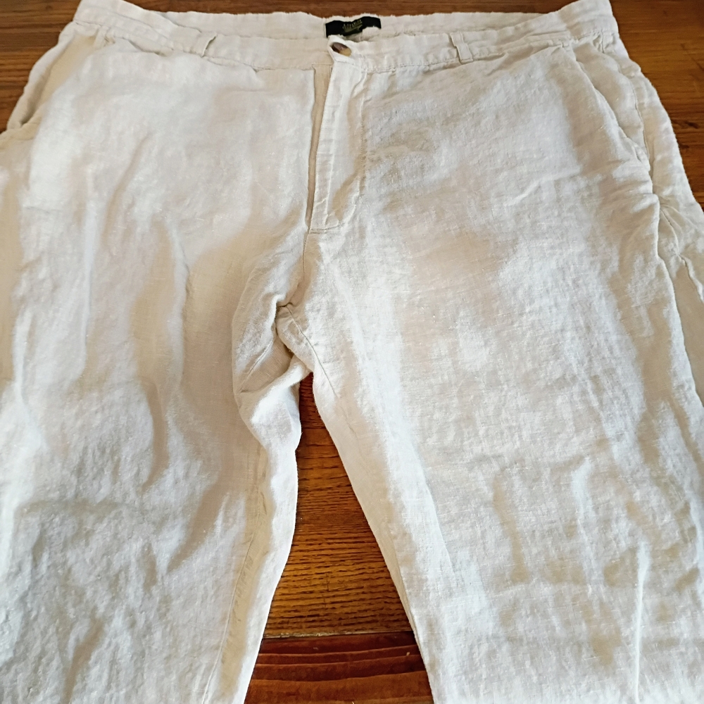 Club Room Cream Linen   Men's Trousers 40W 30L 100% Linen